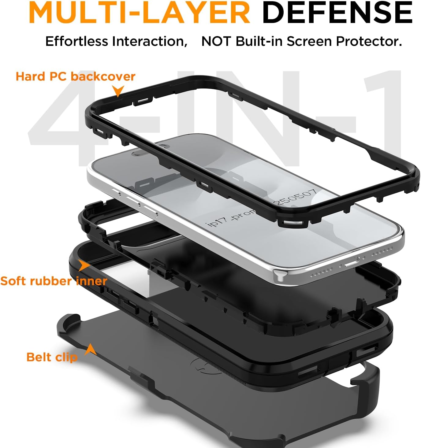 AICase Belt-Clip Holster Case for iPhone 17 Pro Max 6.9",Heavy Duty Drop Protection Full Body Rugged Shockproof/Drop Proof/DustProof Military Grade Tough Durable Cover for iPhone 17 Pro Max 2025 - Image 2