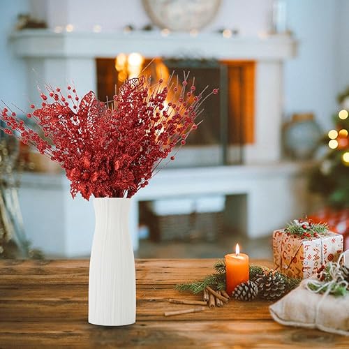 Vista 12 de ROSELEAF 28 Pack Christmas Tree Ornaments, Artificial Glitter Berry and Flowers Stem Silver Branches Picks for Xmas Tree Decoration Gift Small Vase