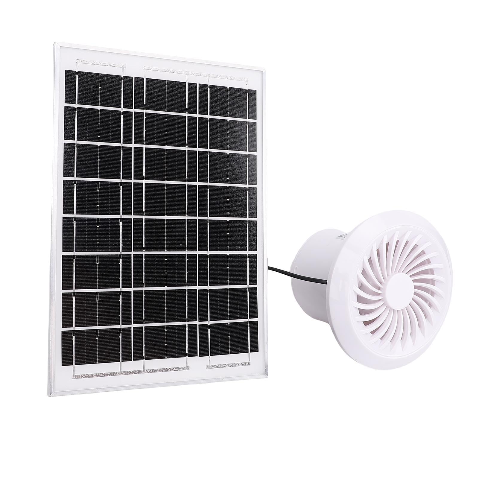 Pongnas Kit Ventola Ad Energia Solare per Cucce, Pollai e Serre - Ventola in Silicio Monocristallino da 6 W con Design di Ventilazione Rotondo
