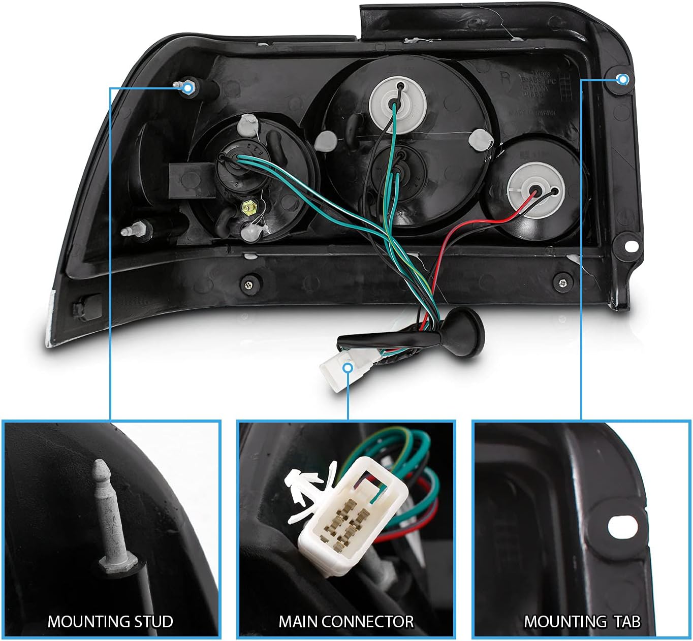 AmeriLite Black Replacement Brake Taillights Set For 1993-1997 Toyota Corolla - Passenger and Driver Side