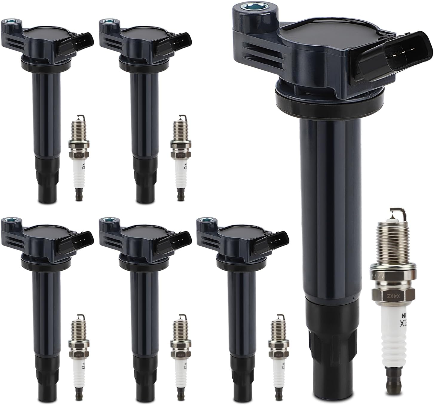UF506 Ignition Coil & 4504 Double Iridium Spark Plug for Toyota 04-06 Camry Sienna,04-10 Highlander,04-08 Solara/LEXUS 04-06 ES330,RX330,06-08 RX400h 3.3L V6 Replaces# 5C1442 UF430 90919-02246