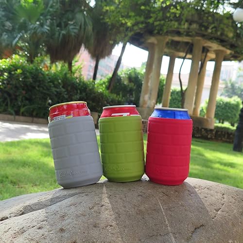 Miniatura 7 de Paquete de 2 fundas aislantes de silicona suave para latas de sodabebidascerveza, cubiertas aislantes de frío estándar de 12 onzas, fundas de soda,