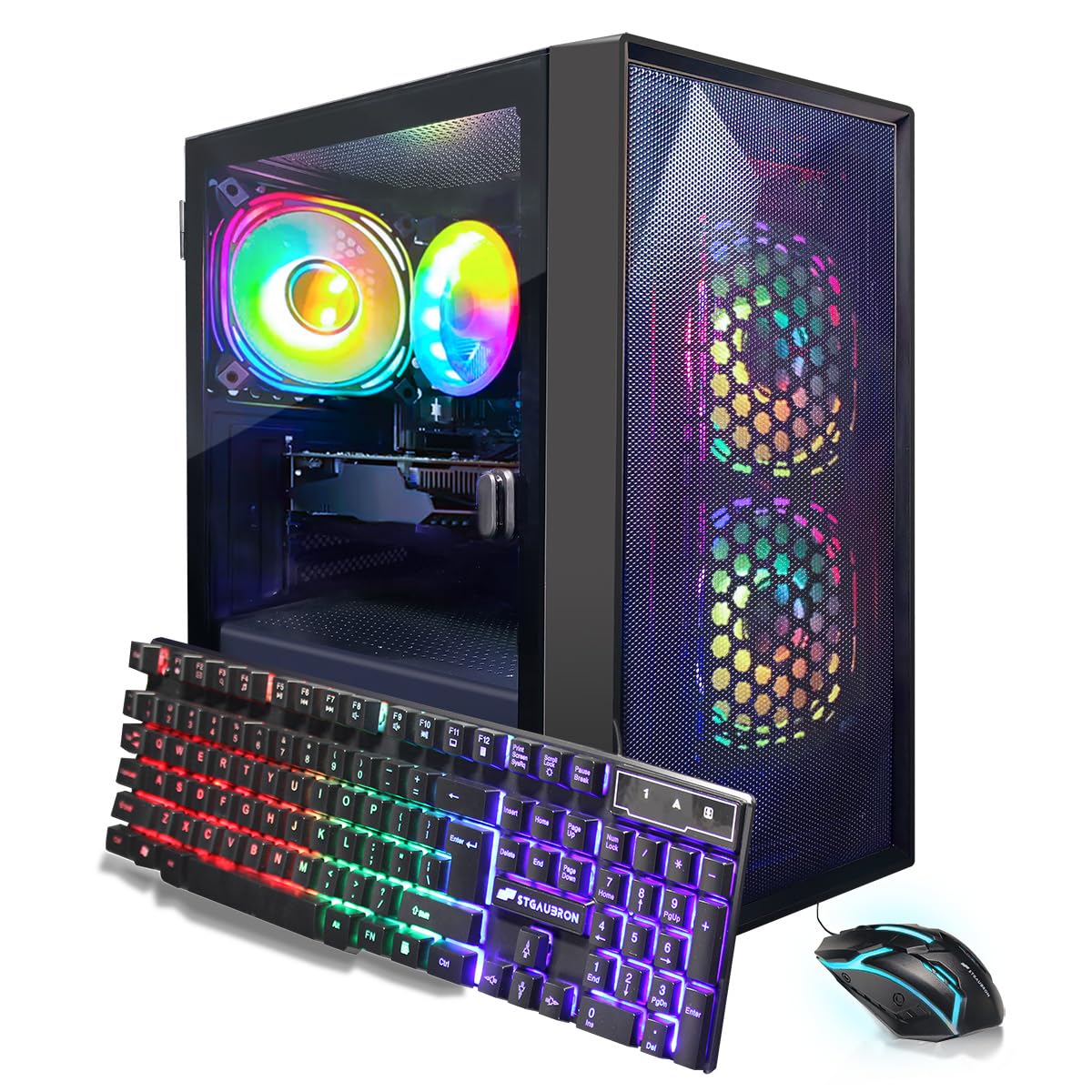 STGAubron Gaming PC Computer Desktop, Intel Core i5-9400F up to 4.1G, GeForce GTX 750 Ti 4G, 16G DDR4, 512G SSD, WiFi 6, BT 5.2, RGB Fan x3, Windows 11 Home