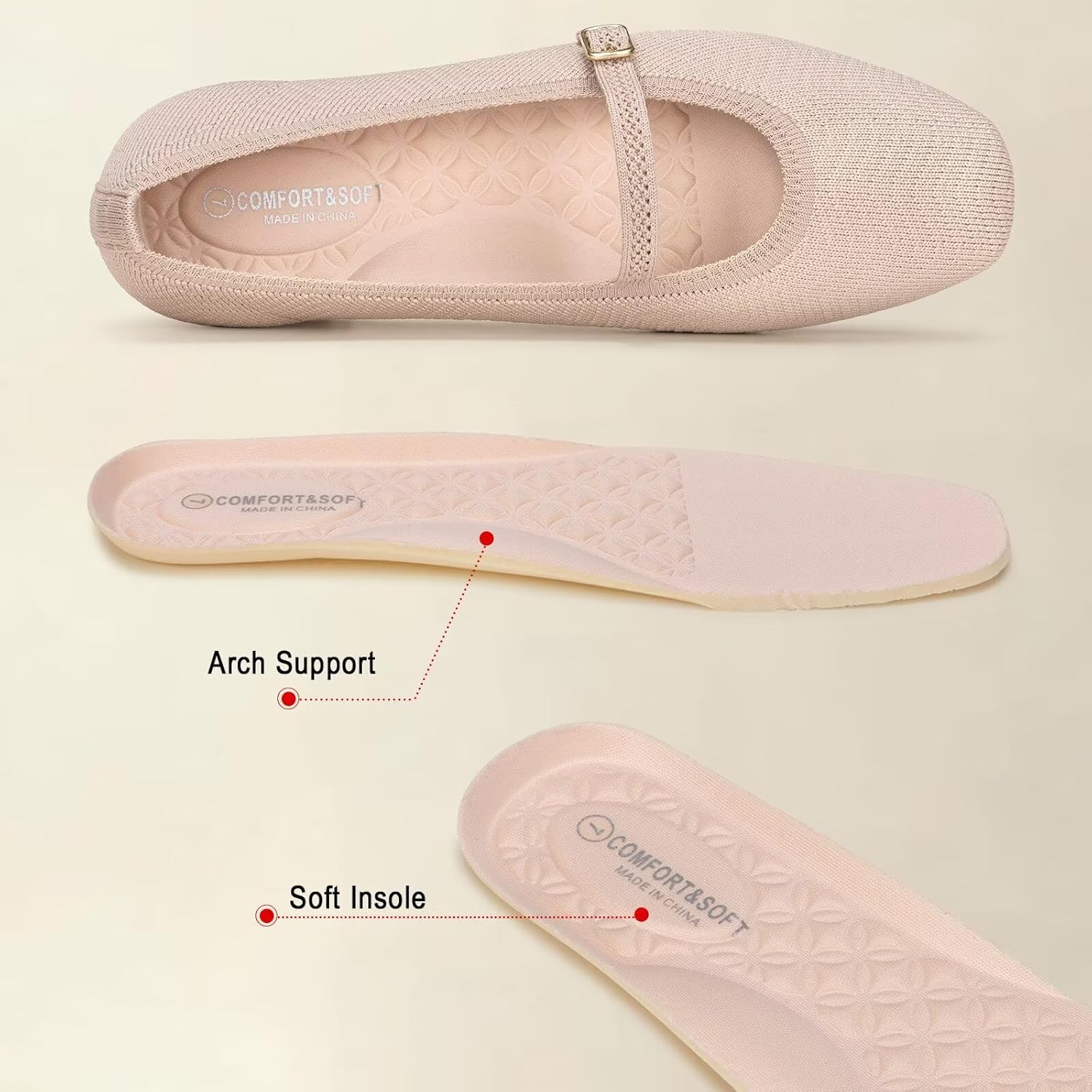 Frank Mully Mary Jane Women Flat Shoes Slip on Square-Toe Washable Shoes Comfortable for Dressy and Work with Ankle Strap - Image 6