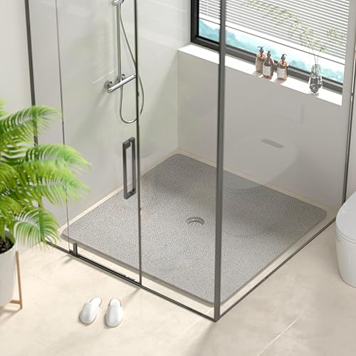 Miniatura 41 de HITSLAM Tapete de ducha cuadrado, tapete de baño antideslizante de 24 x 24 pulgadas para bañera, tapete de bañera de PVC suave con agujeros