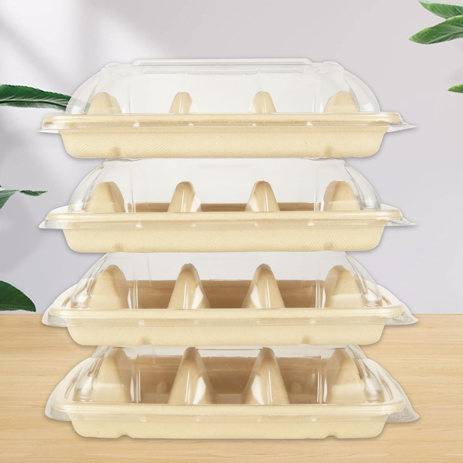 50PACK Disposable Taco Holders with Lid for Party, Premium Paper Taco Plates with Dividers, Fiesta Taco Tray Stands for 3 Tacos, Taco Tuesday Taco Bar Serving Set Holder for Party, Taco Bar