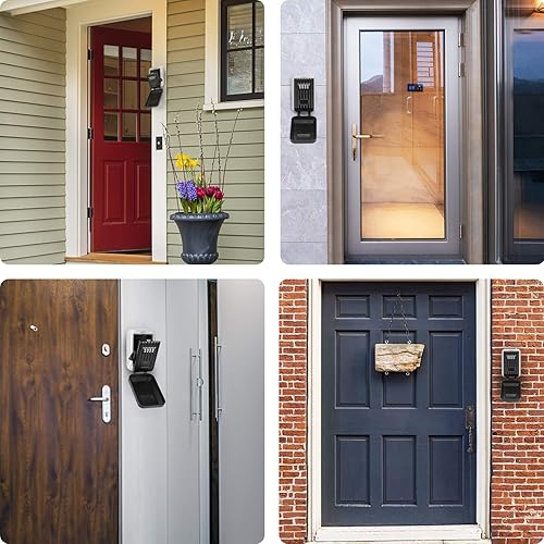 Miniatura 7 de Caja de bloqueo de llave con combinación de 4 dígitos para llave de casa, montada en la pared, resistente a la intemperie, código reiniciable, caja