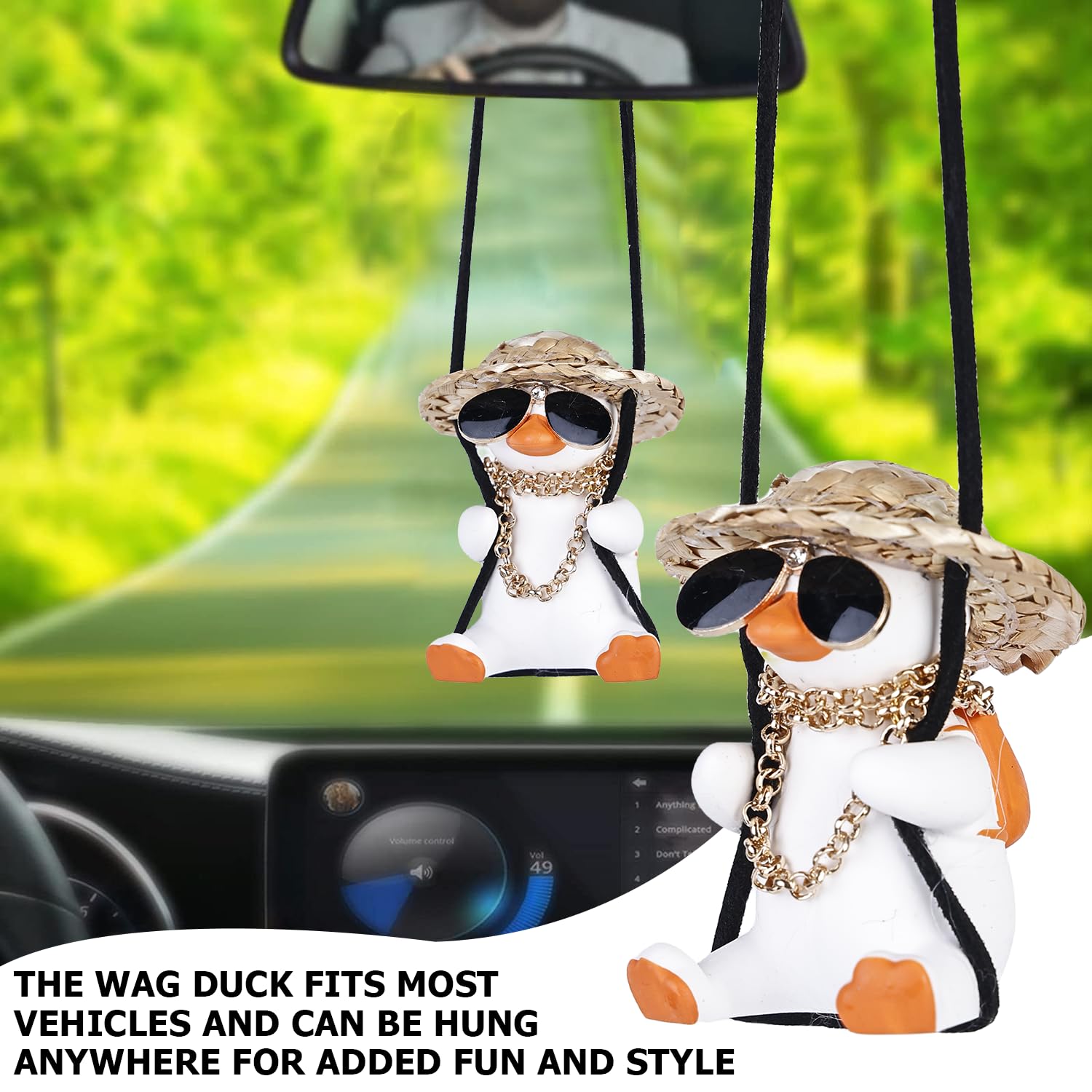 Simpatici accessori per auto, anatra oscillante da appendere, accessori per specchietto retrovisore, decorazioni per interni automobilistici, piccoli regali ideali per donne/uomini/bambini