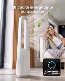 Pro Breeze® Silent Bladeless Portable Tower Fan - Ultra Quiet Standing Air Circulator with Remote Control, Timer, 6 Speeds & LED Display - 6