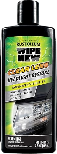 Wipe New Rust-Oleum 381403 - Restaurador de faros delanteros con lente transparente, 8 onzas, color negro