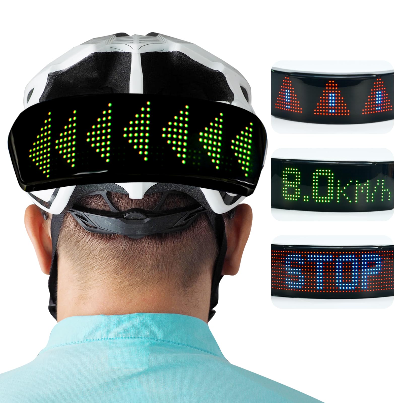 Lixada Écran LED couleur complet pour casque de vélo et de moto, système de clignotants pour vélo, feu arrière de vélo, affichage de vitesse en temps réel, connexion APP, prend en charge des textes