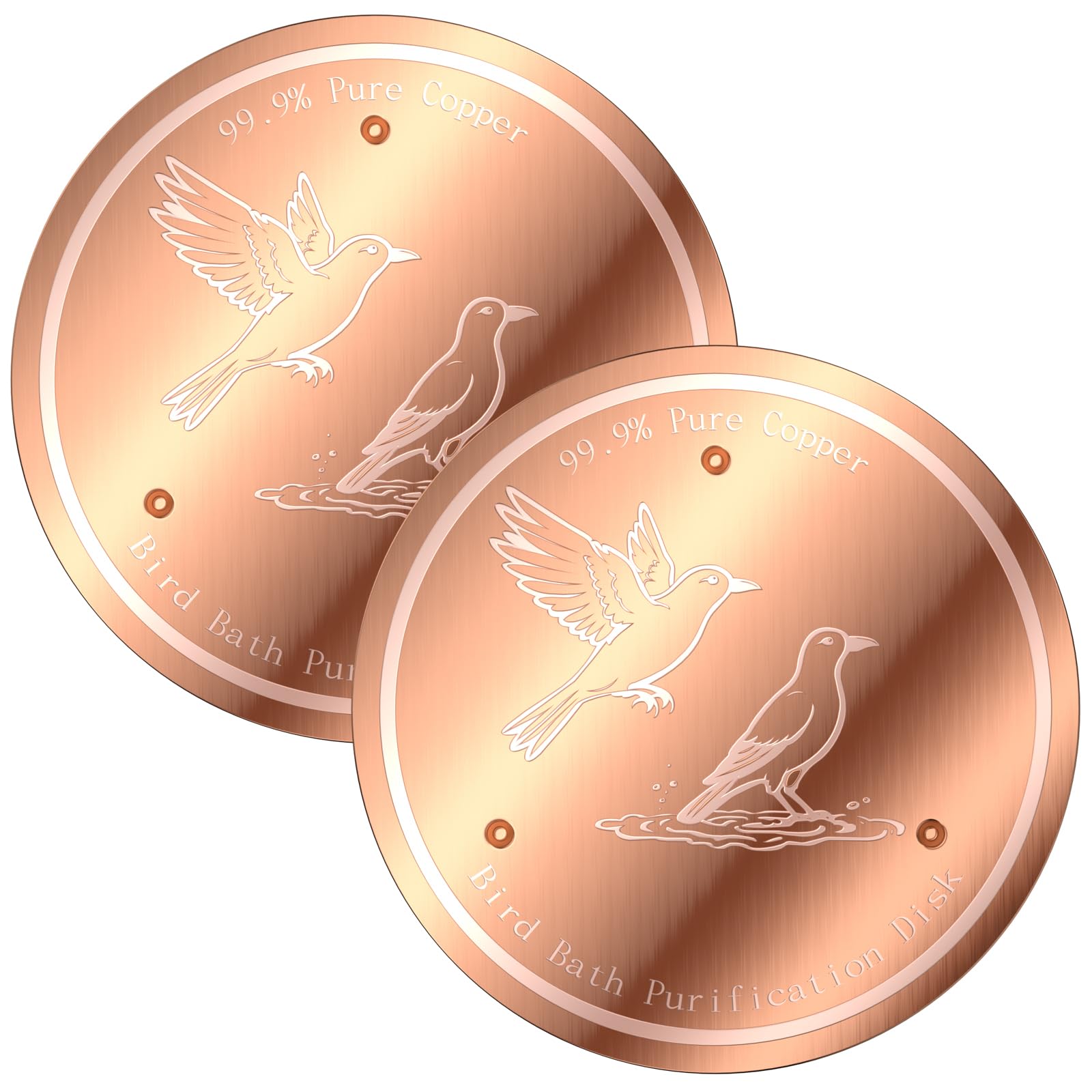 Haojavo Bird Bath Copper Disk, 99.99% Pure Copper Bird Bath Cleaner, Triple-Point Support, All-Season Water Cleaber for Outdoor Bird Baths & Bowls (2 Pcs)