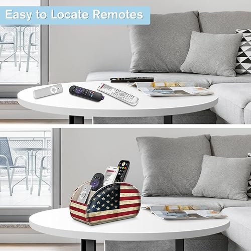 Vista 17 de Fintie - Soporte para control remoto, organizador de cuero vegetal para control remoto de televisor, organizador de escritorio, 5 compartimentos