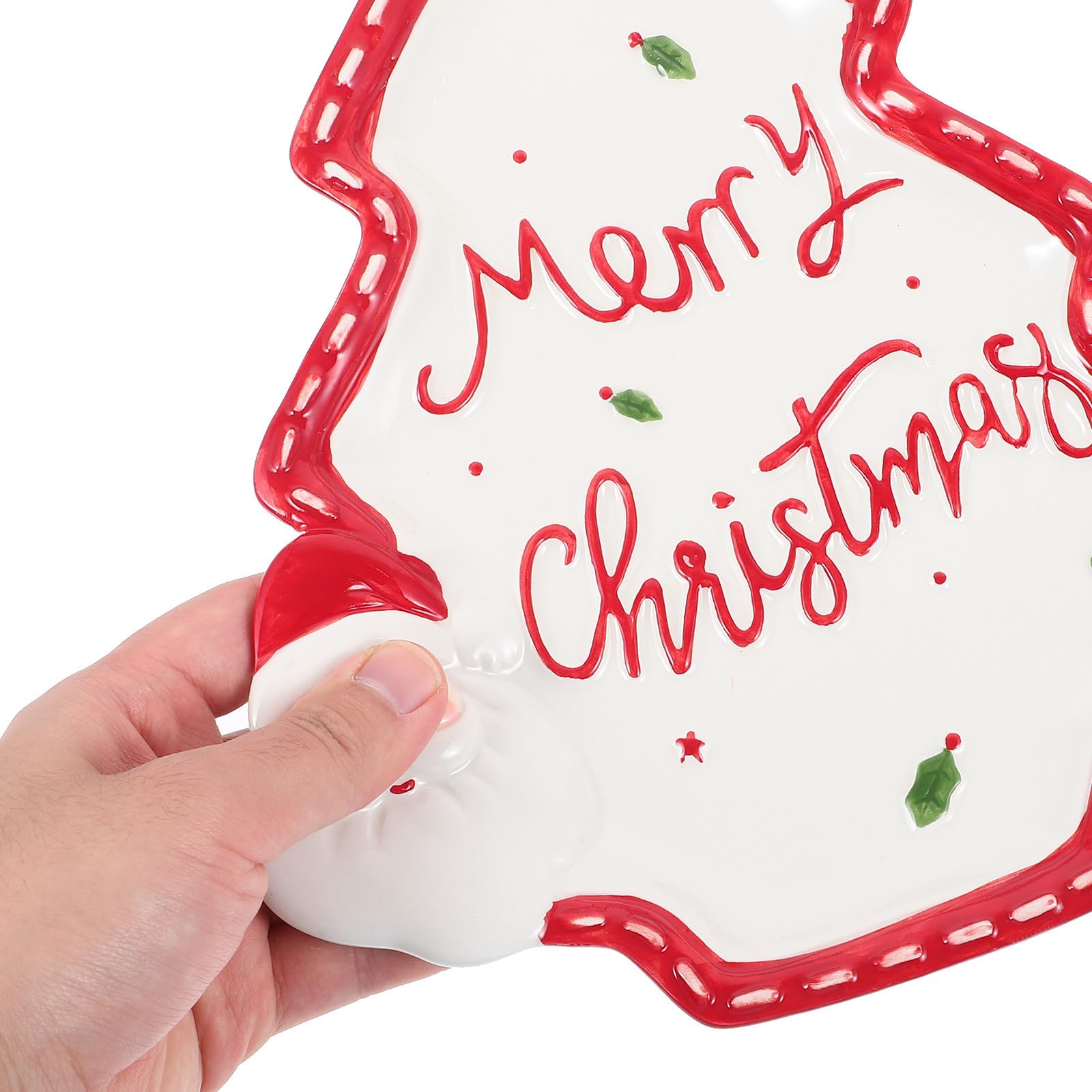 Outanaya Piatto di Natale in Ceramica a Forma di Albero Design 3d Babbo Natale, Versatile e Facile da Pulire, per Snack e Celebrazioni in Famiglia
