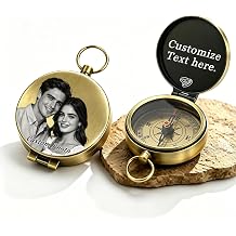 Personalized Compass Engravable Text Photos Custom Vintage Compas for Men Husbands Boyfriends Anniversaries Birthdays Graduations