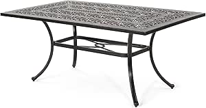 Christopher Knight Home Jamie Outdoor Rectangular Cast Aluminum Dining Table, Shiny Copper