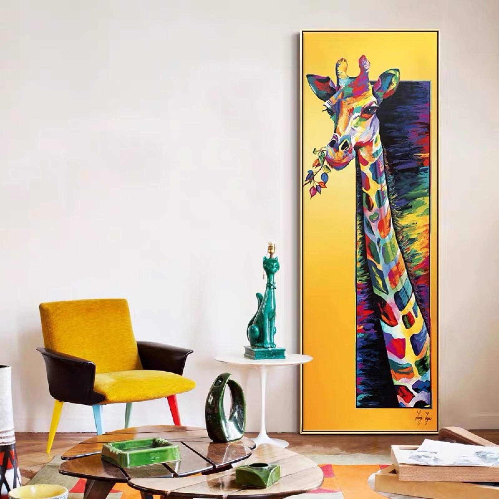 Impresión en lienzo de jirafa abstracta moderna de 30x90cm para decoración de salón 8