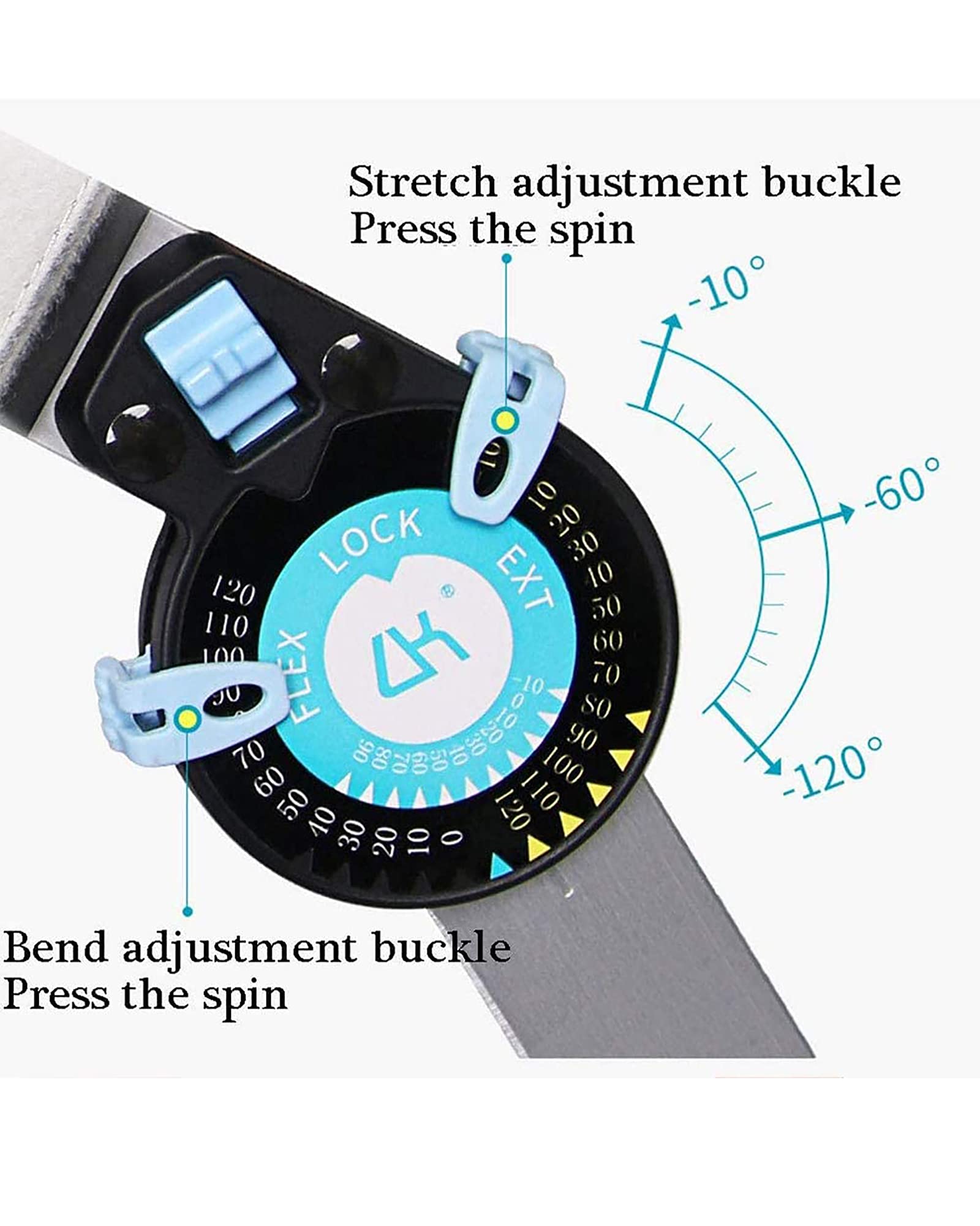 Orthèse de Genou réglable Support de Genou articulé Attelle Arthrite/Ligament Blessure Fixation Support Stabilisateur de Jambe pour Hommes et Femmes
