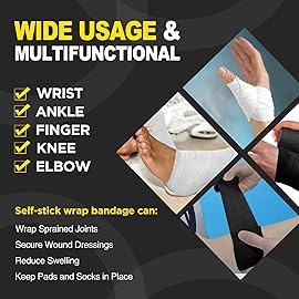 OK TAPE 12 Rolls Self Adhesive Bandage Wrap, Elastic Athletic Tape, Self Stick Bandage Tape, Vet Wrap, Medical Wrap for Wrist, Feet, 2 x 5 Yards - White