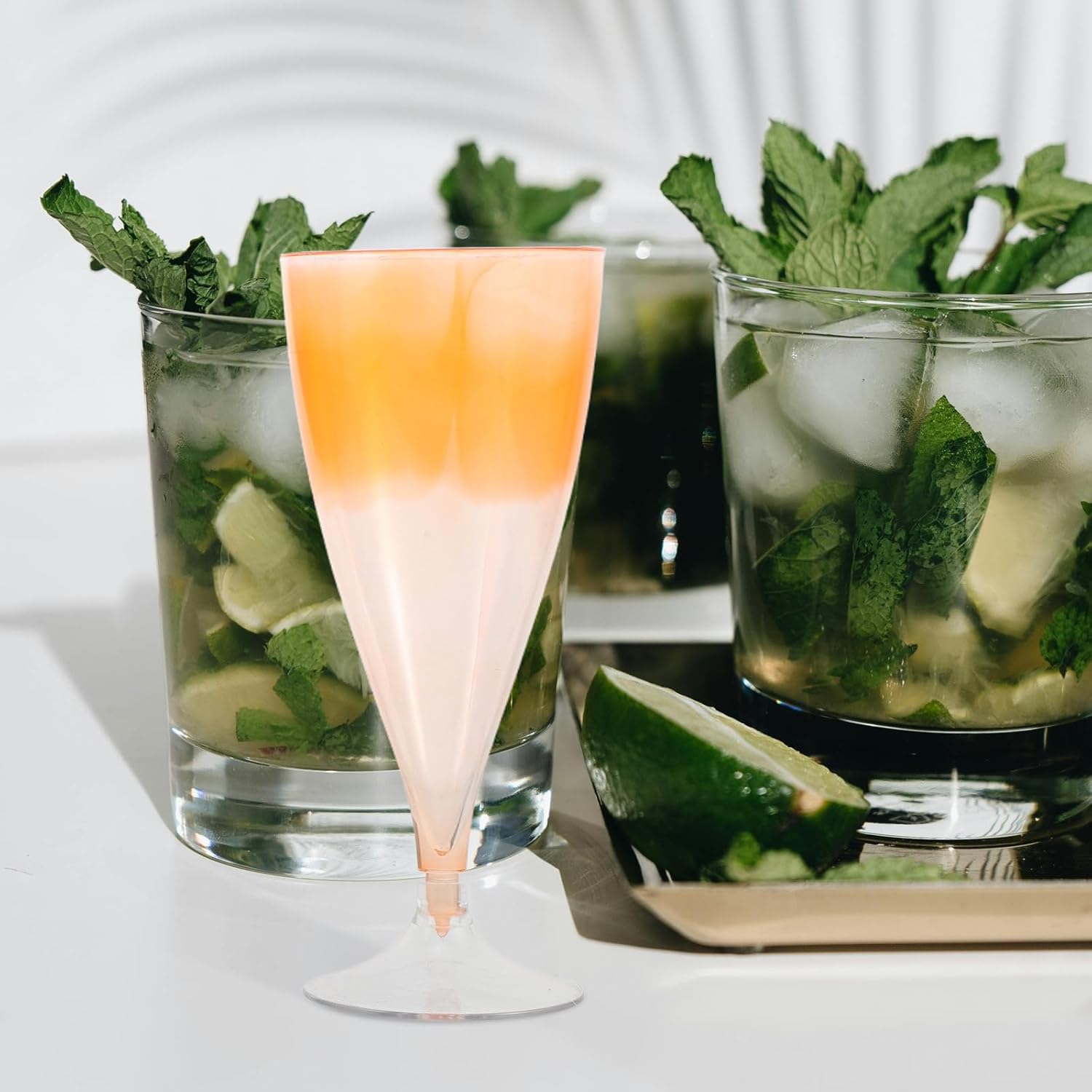 12pcs Plastic Goblets 155ml/5.24oz | Colorful Stemware Drinking Glasses with Detachable Stem -| Ideal for Wedding Reception Birthday Spring Party