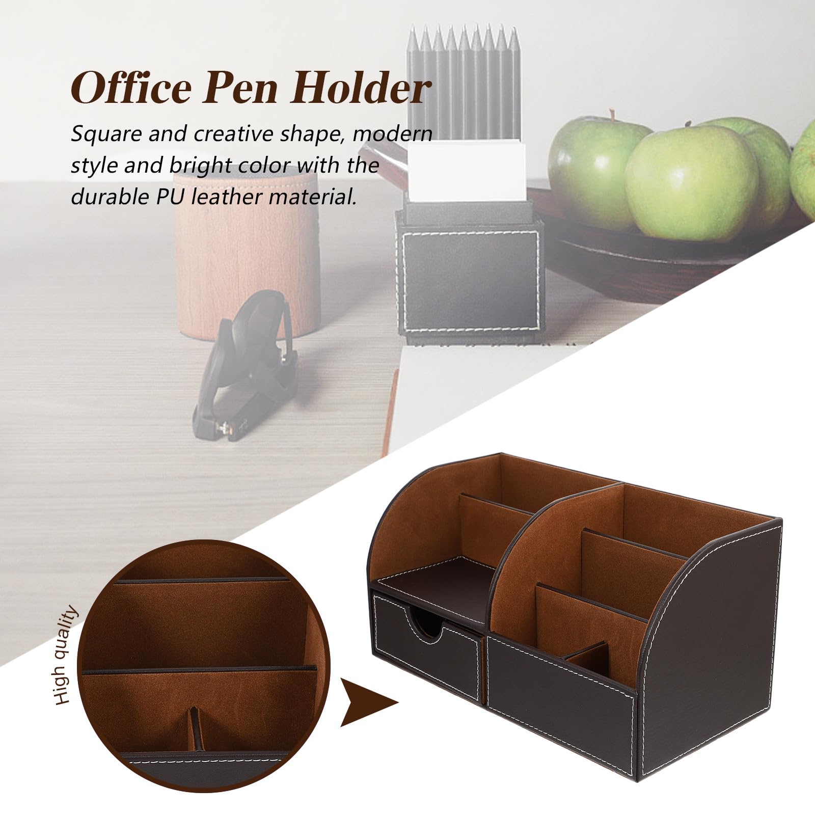 BETOOKY Pu Leder Stiftehalter Multifunktional mit Aufbewahrungsfunktion und Schonend für Hände Kreativer Stiftehalter für Büro und Schule in Braun