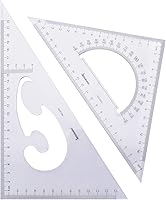 Vista 8 de BronaGrand Juego de 2 reglas triangulares cuadradas, 30/60 y 45/90 grados, juego de 2