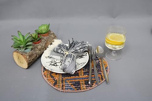 Miniatura 4 de Mesa, juego de seis, regalo para ella, posavasos naranja, placa inferior de alfombra, posavasos circulares, almohadilla de 10 x 10 pulgadas, mantel