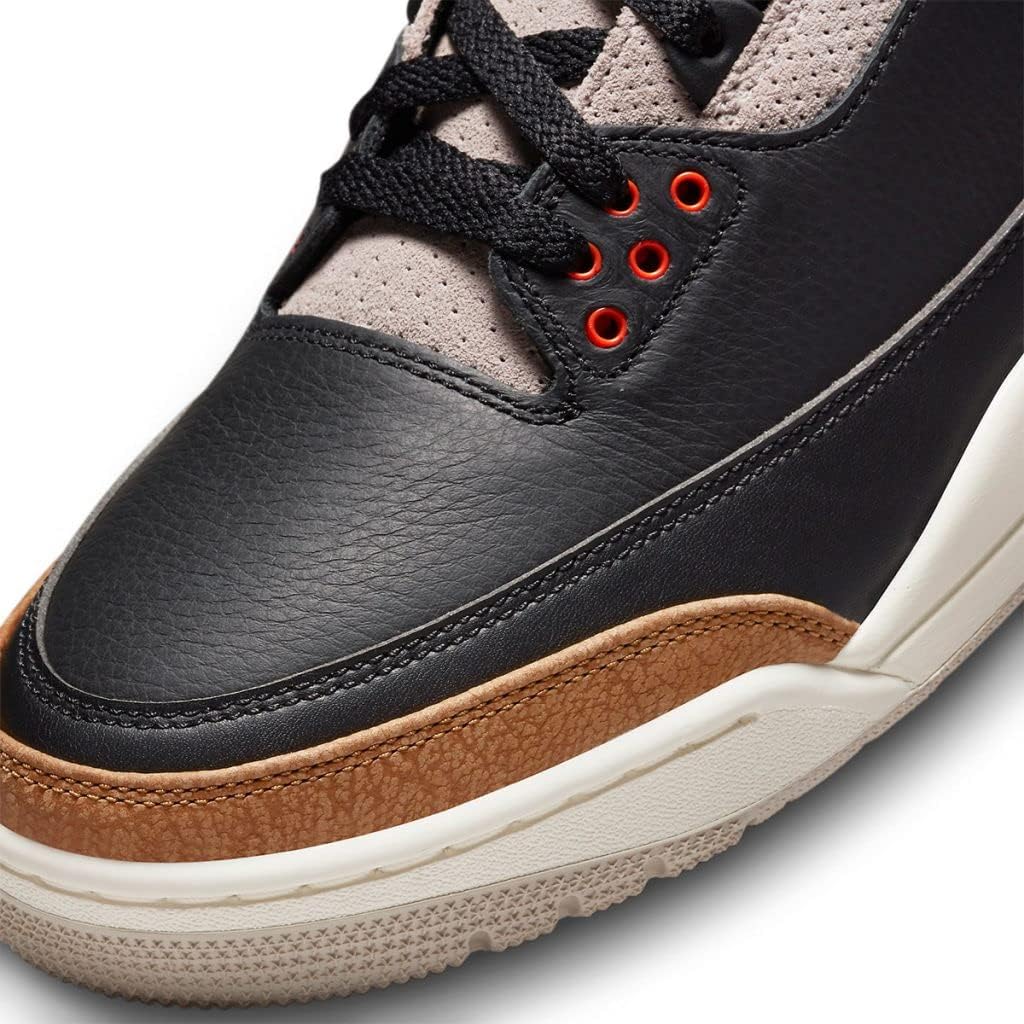 Nike Men's Jordan 3 Retro Basketball Shoes, Black/Rush Orange-fossil Stone, 10.5