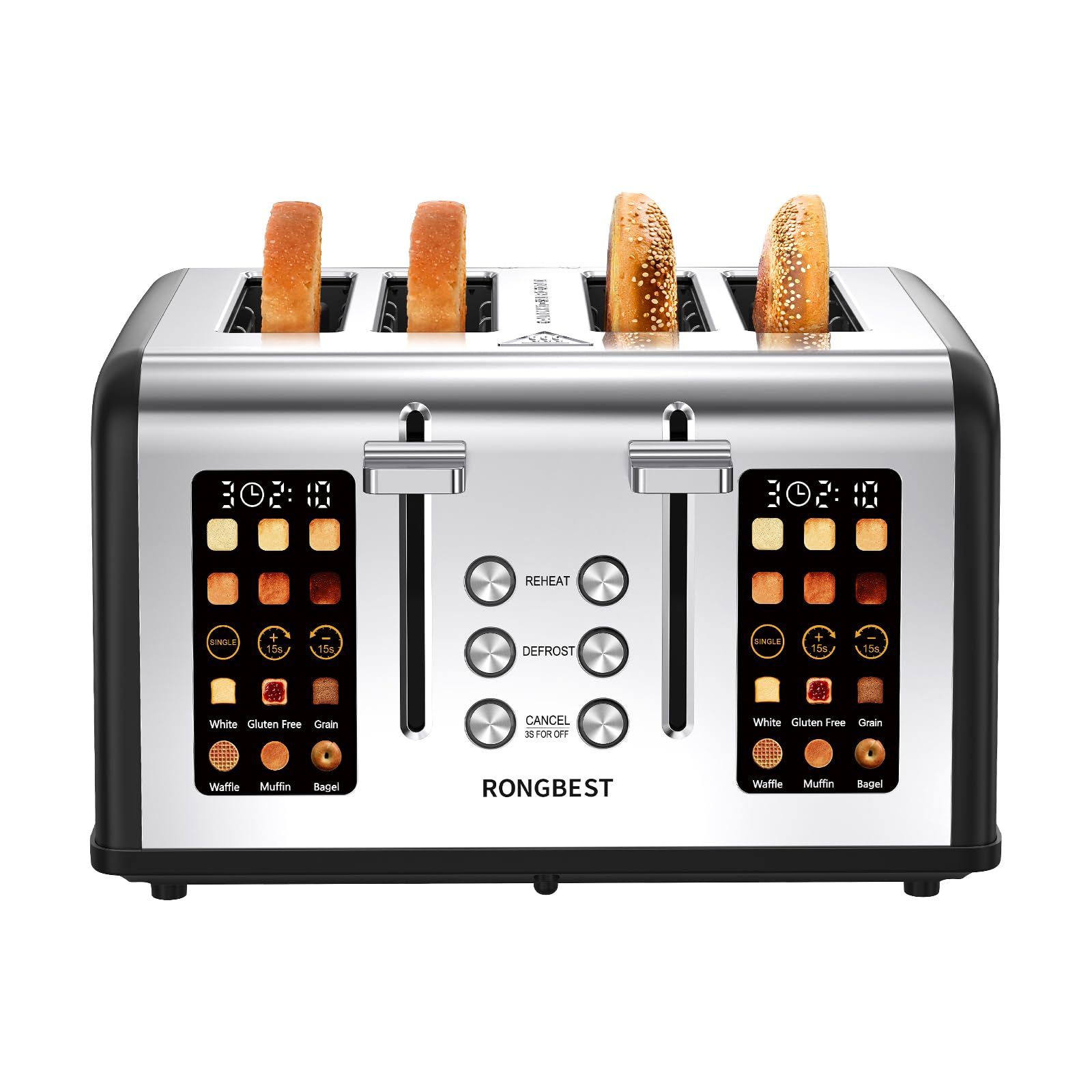 RONGBEST Matte Black Touchscreen Toaster