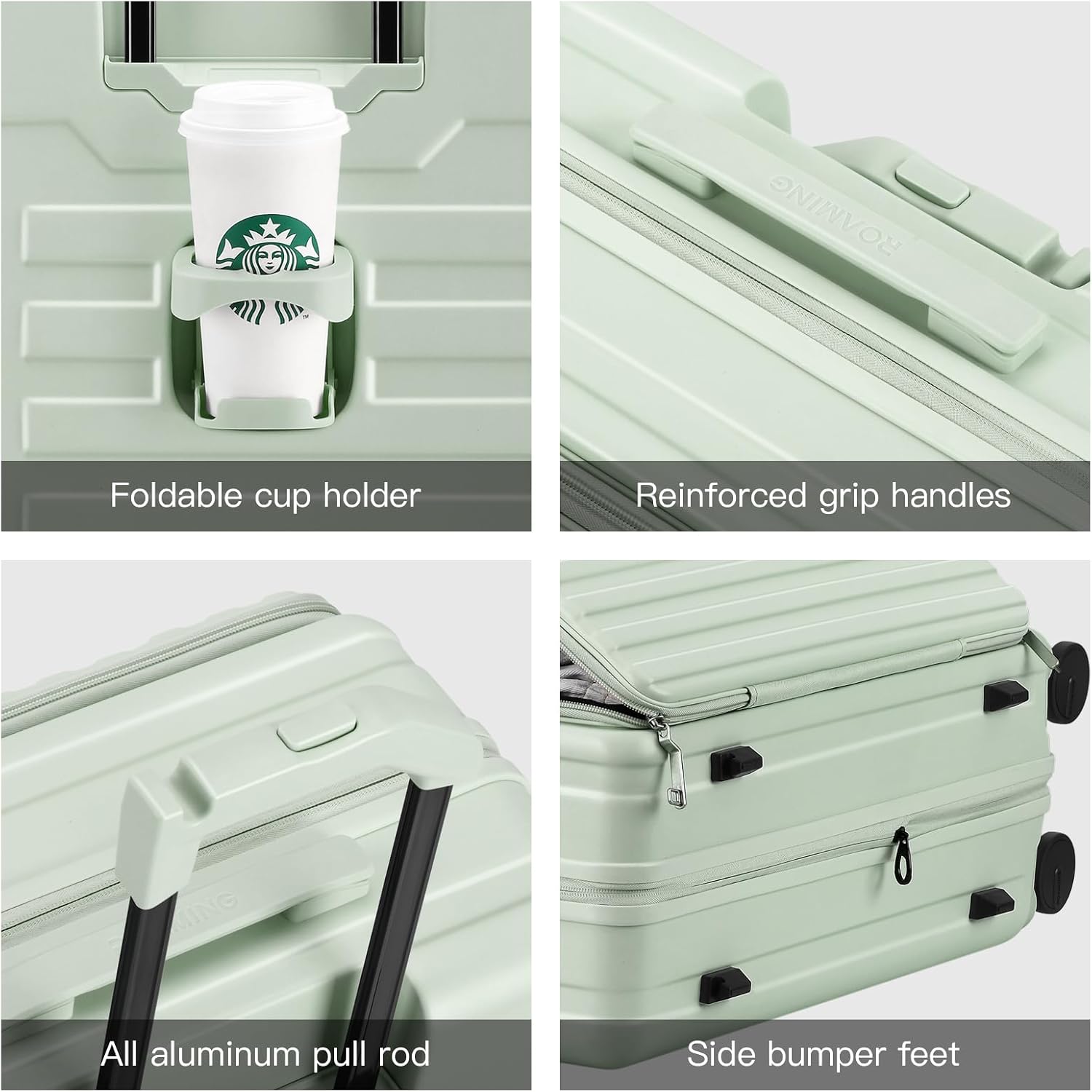 ROAMING Luggage Sets Hard shell Suitcase Top Opening Expandable with Spinner Wheels,Sturdy Large Suitcase Tsa Lock 20 Inch Carry on 28 Inch Checked Luggage,2-Piece Set (20/28) for Woman Men.Jade cyan - Image 3