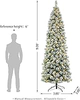 Vista 12 de Glitzhome Prelit Christmas Tree, 6ft Flocked Artificial Christmas Tree Serene Snowscape Fir with 300 Warm White Lights for Home, Office, Party