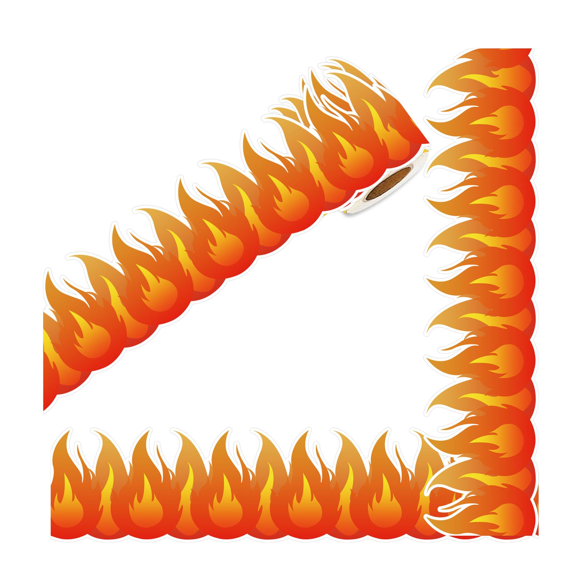 Christmas Fireplace Decoration Fire Bulletin Board Border 32.8FT Red Orange Burning Fire Shaped Die Cut Trim Border for School Classroom Chalkboard