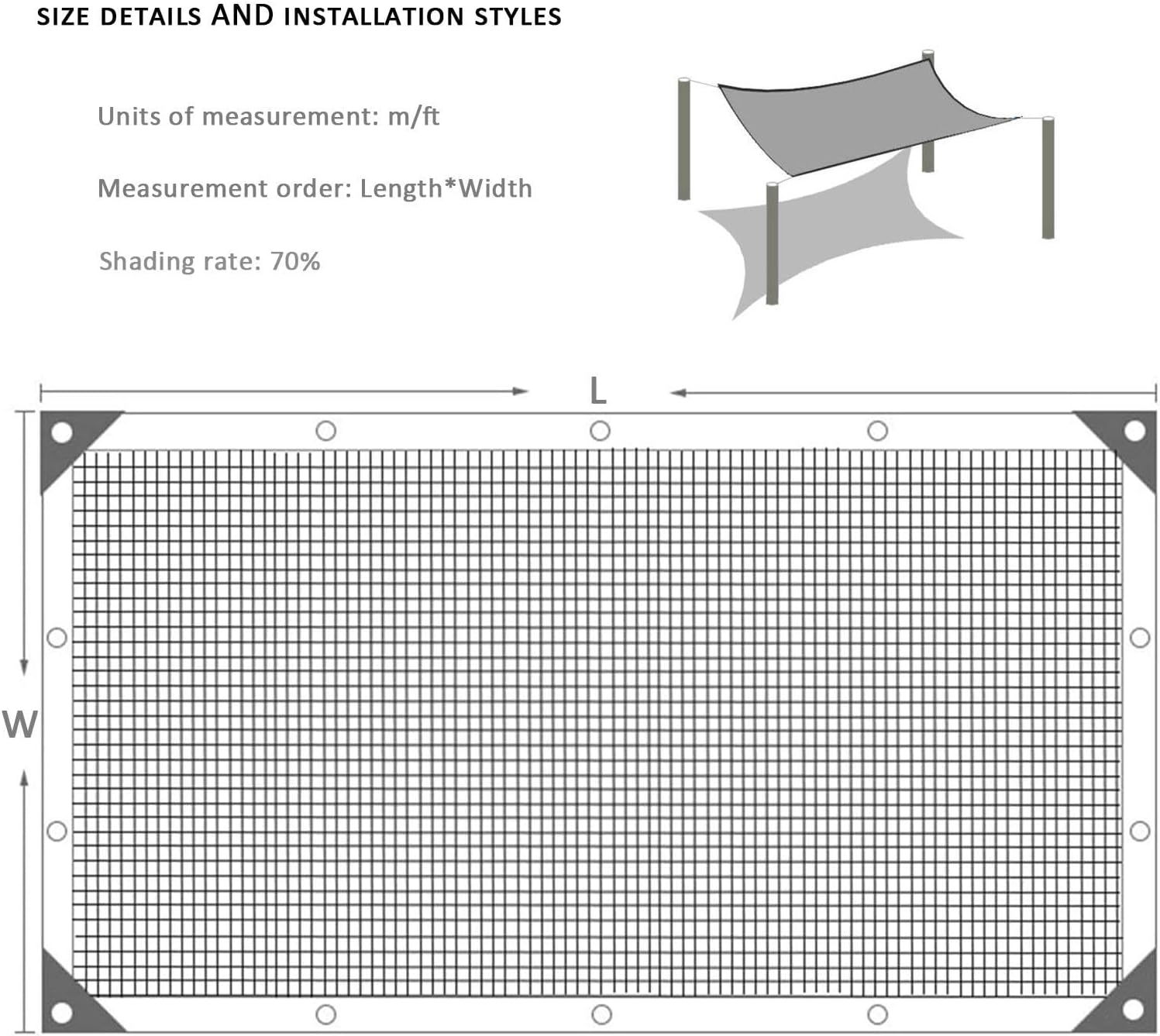 Thickened and Durable Shade Netting, Uv Protection Shading Netting, Fence Privacy Netting, Shade Fabric for Greenhouse, Pergola, Balcony, Vegetable Garden, Patio, Parking Shed.,2.5x5m(8.2 * 16.4ft)