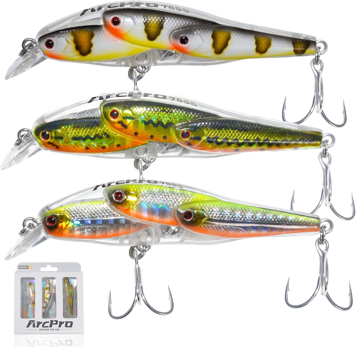 Fishing Lures Minnow Fishing Jerkbait Hard Bait, Noisy Wiggling and Vibrating Actions for More Bites, Deep Diving Swimbait Hard JerkBaits for Bass Pike Trout Walleye Freshwater Saltwater