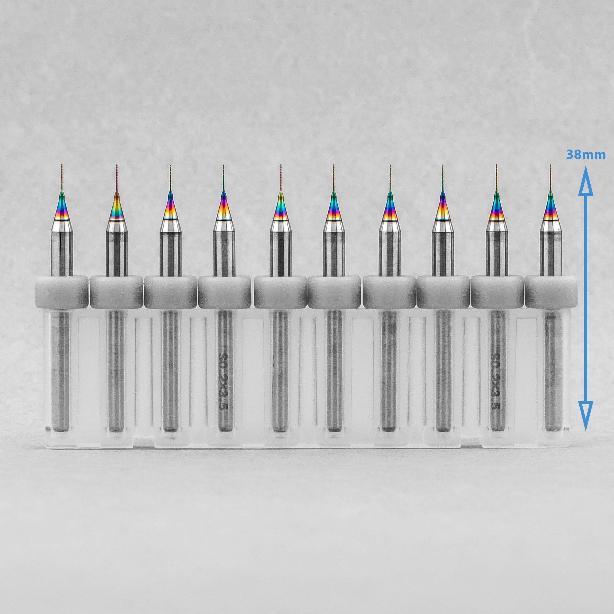 HALLMERS 10pcs 0.2mm Micro Tungsten Carbide Twist Drill Bit Set, 3.175mm (1/8”) Shank, with Plastic Case, PCB CNC Cutting Hole Saw End Mill, High Precision Mini Rotary Power Tool