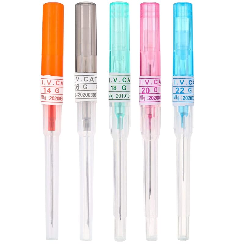 Kit de agulhas para piercing com cateter new star tattoo, 5 unidades, 14G a 22G