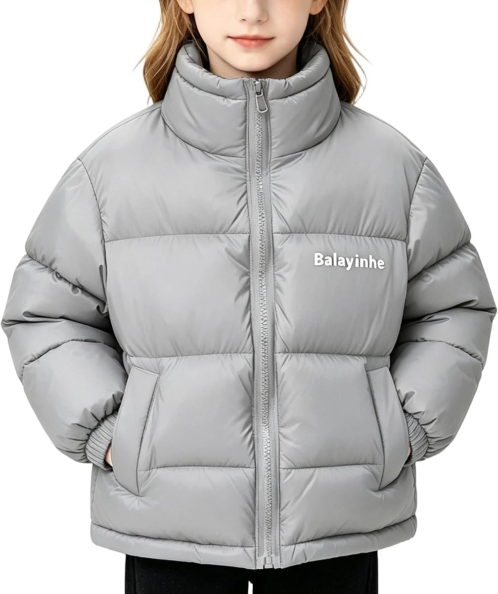 Girls Winter Jacket - Mock Neck Puffer Jacket with Pockets - Fall Soft Comfortable Coat for Girls 2026