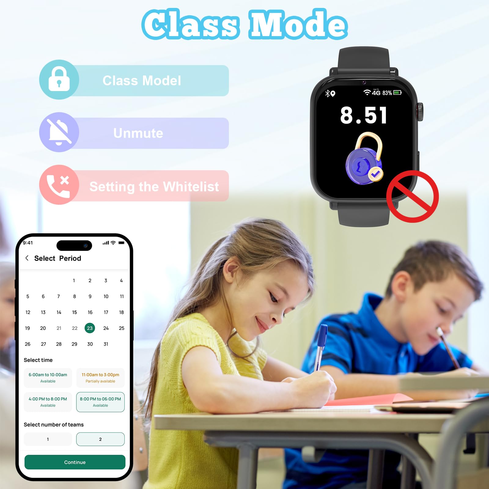 Smartwatch Bambini GPS 4G, Orologio Intelligente per Ragazza e Ragazzo con Telefono, Videochiamata, Chat, Sveglia, Camera, Modalità Classe, Gioco, Smart Watch Bambino Bambina 4-12 Anni Regalo, Nero
