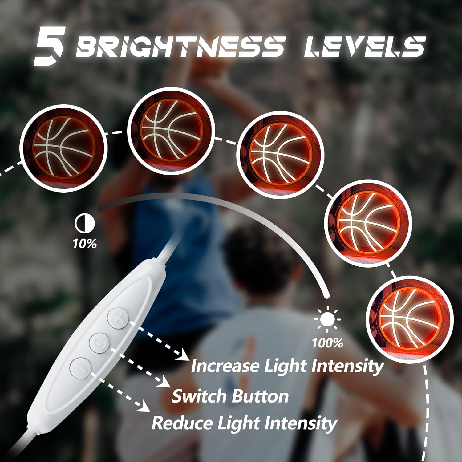 Basketball Neon Sign, Dimmable Basketball LED Neon Light for Fans, Sports Themed Neons Signs Light for Home Bedroom Man Cave Playroom College Dorm Club Birthday Party Decor - Image 4