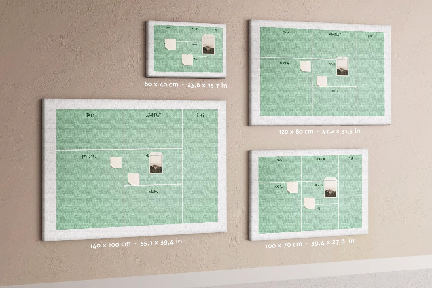 Bacheca in sughero orizzontale a parete | pannello per organizzazione ufficio home office | ideale per appunti foto idee e pianificazione - 120x80 - di legno - Organizzatore da scrivania