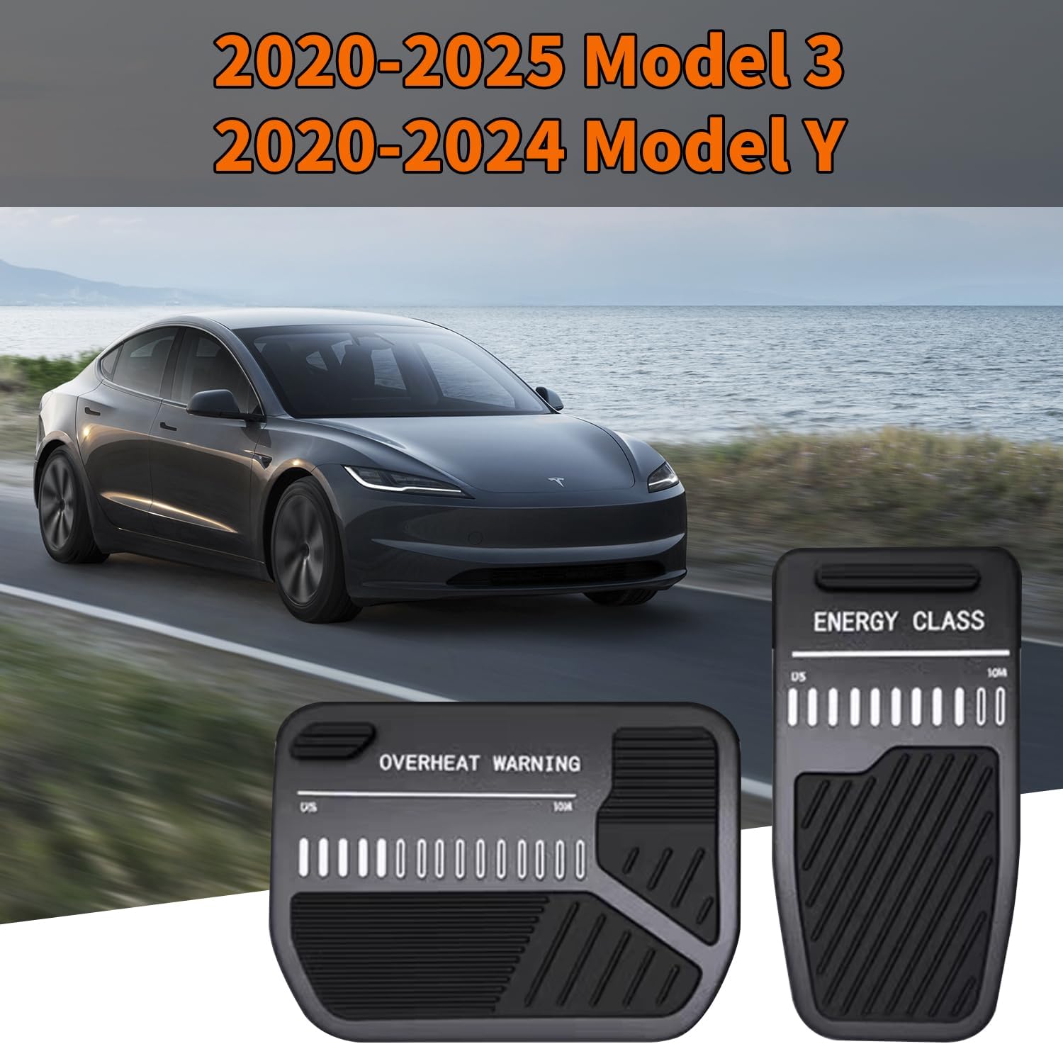 Foot Pedal Pad for Tesla Model 3 Model Y 2017-2023 Nonslip Pedal Upgraded Aluminum Alloy Brake Pedal Covers Replacement Accessories (Black)