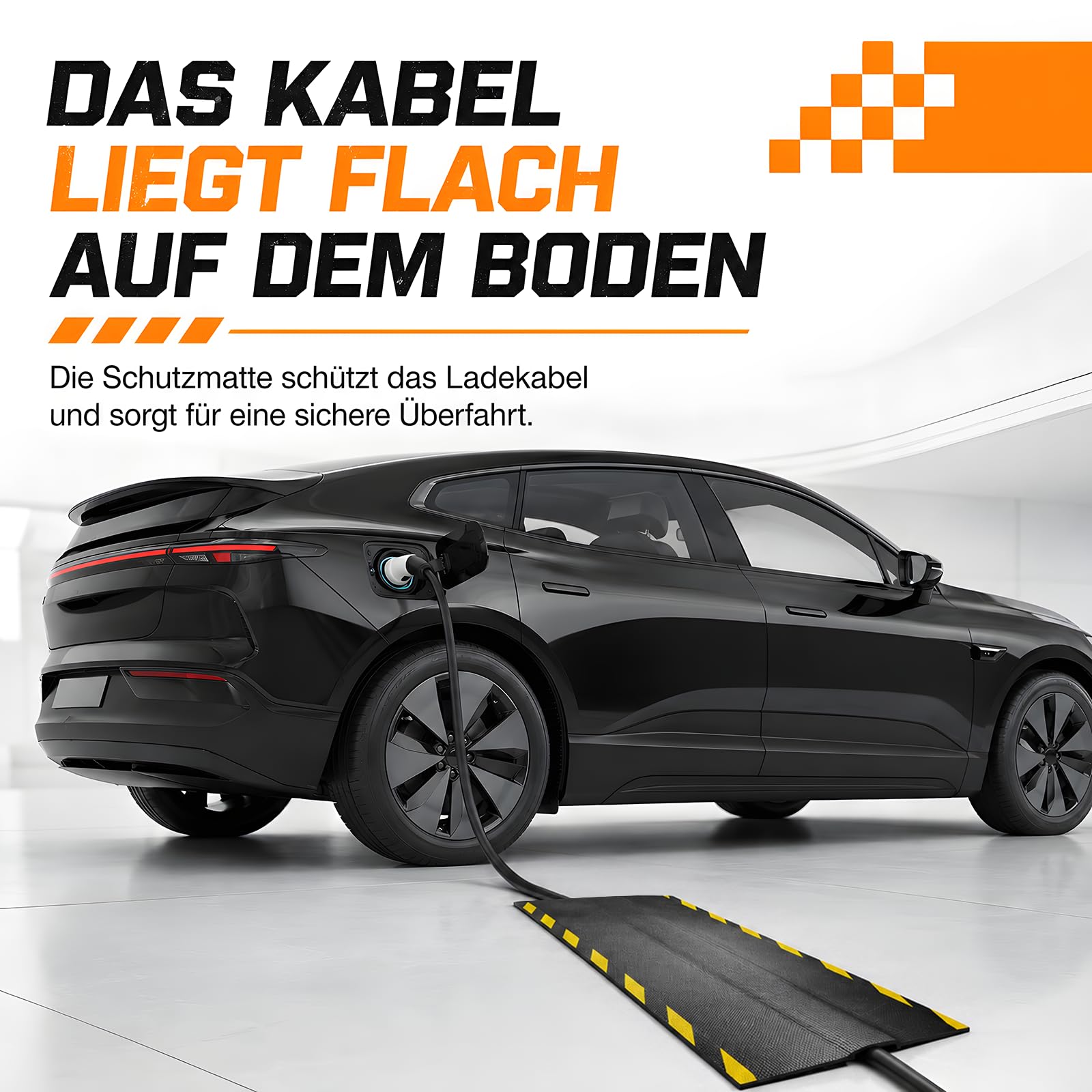 Kabelmatte 1m, Kabelkanal überfahrbar für Elektroauto Ladekabel Typ 2 – Robuster Flacher Stoplerschutz für den Außeneinsatz - Antirutsch Kabelbrücke Boden