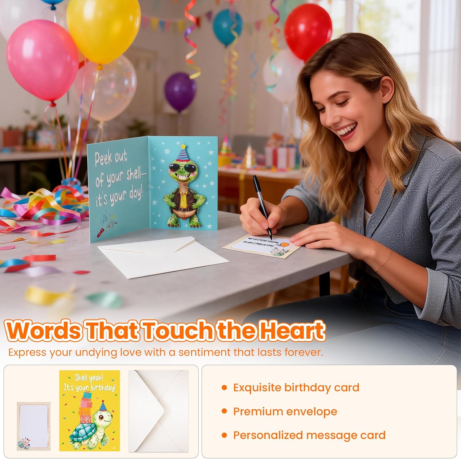 Musical Birthday Card That Plays the Happy Birthday Song with Sound & Motion – Cute Pop-Up Turtle Birthday Card, Funny&Animated Happy Birthday Gift for Kids, Women & Men - Image 7