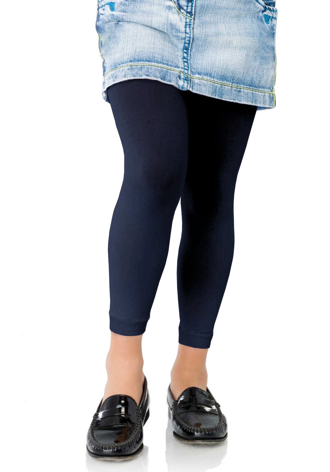 Kids Fashion Girls Navy Microfiber Semi-Opaque Footless Tights 40 Denier (13+ Years (158Cm), )