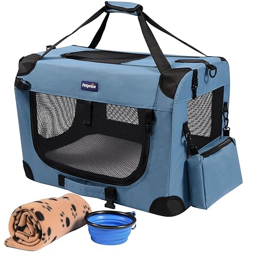 Petprsco Portable Collapsible Dog Crate, Travel Dog Crate 24x17x17 with