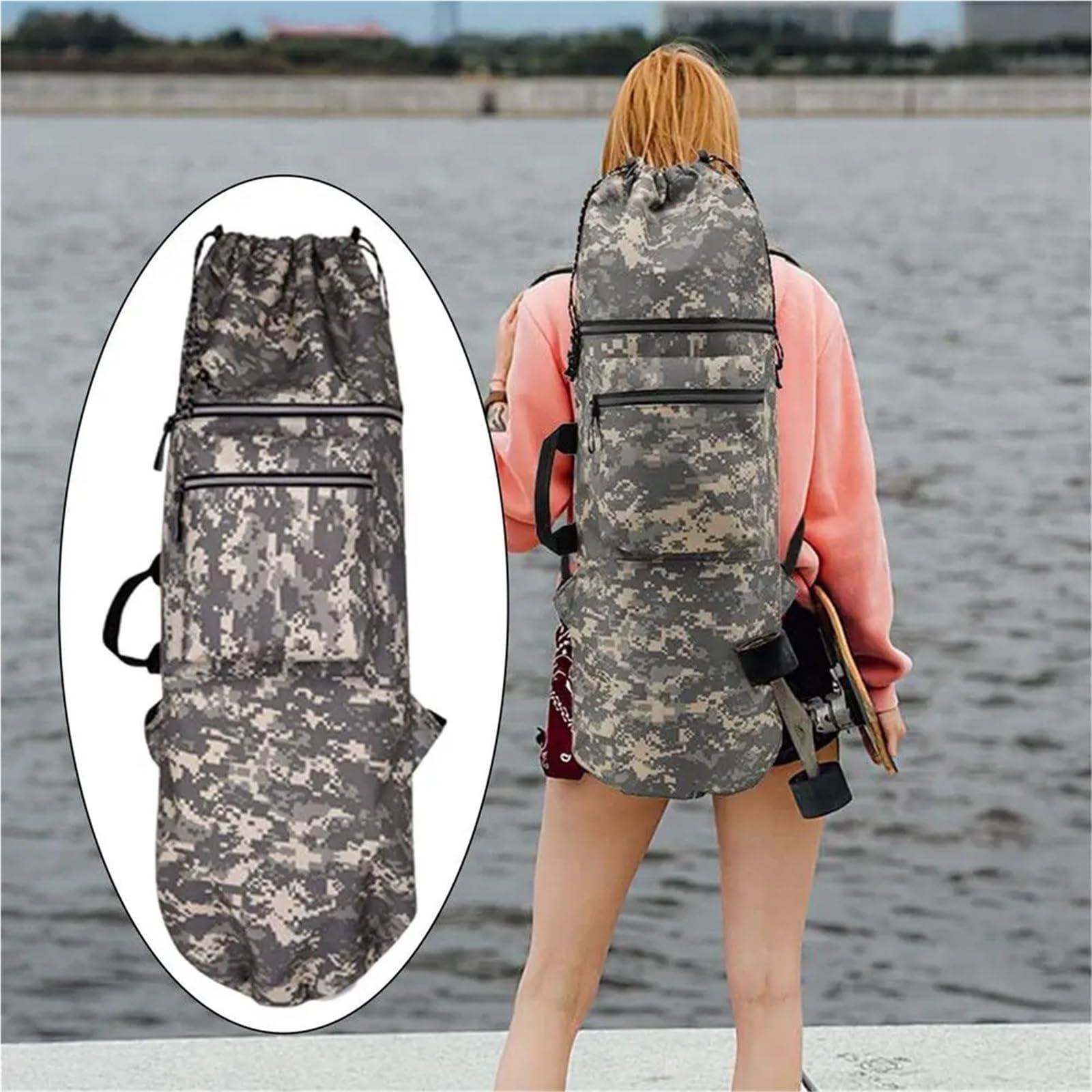 Sac pour Skateboard Sac de Transport for Skateboard, Ski, Sac à Main, bandoulière, Dos étanche for Longboard, Accessoires Sport Plein air