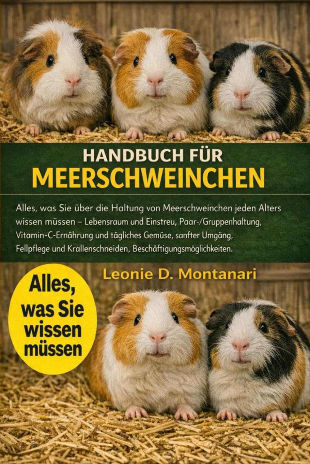 HANDBUCH FÜR MEERSCHWEINCHEN: Alles, was Sie über die Haltung von Meerschweinchen jeden Alters wissen müssen – Lebensraum und Einstreu, ... Umgang, Fellpflege und Krallenschneiden...