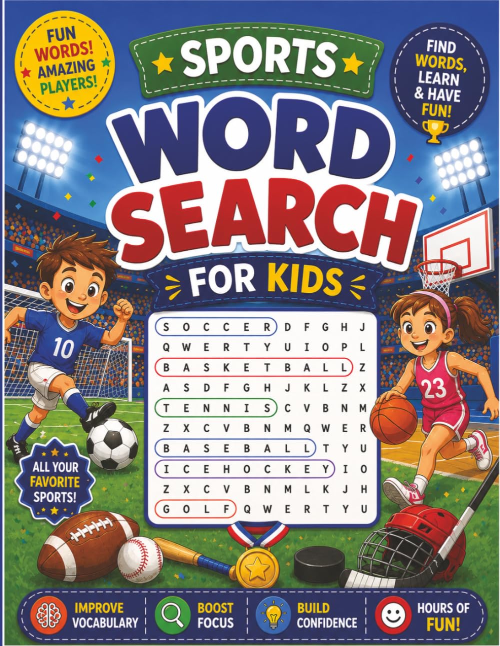 Word Search for Kids 8–12: Sports: 70+ Puzzles — Progressive Difficulty, Answer Key & Sports Vocabulary for Ages 8–12