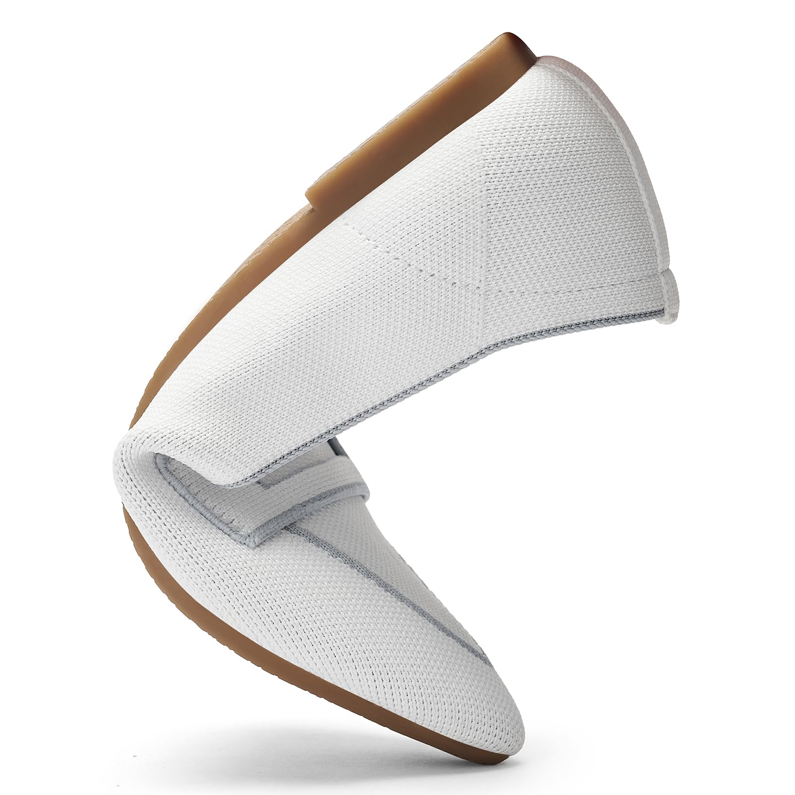 Puxowe Ballerines pour Femmes Slip on Robe en Maille à Bout Pointu Chaussures Plates Escarpins Élégantes et Confortables Ballerines Plates pour Femmes 39.5 EU White