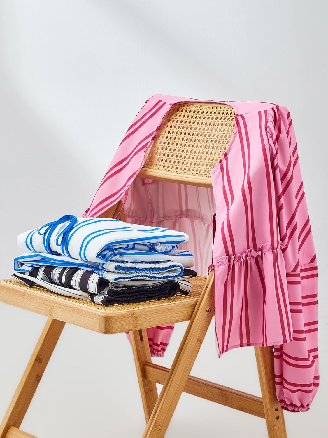 Tankaneo Womens 2 Piece Outfits Tie Front Peplum Tops Shorts Sets Striped Puff Long Sleeve Blouse Y2K Lounge Sets - Image 4